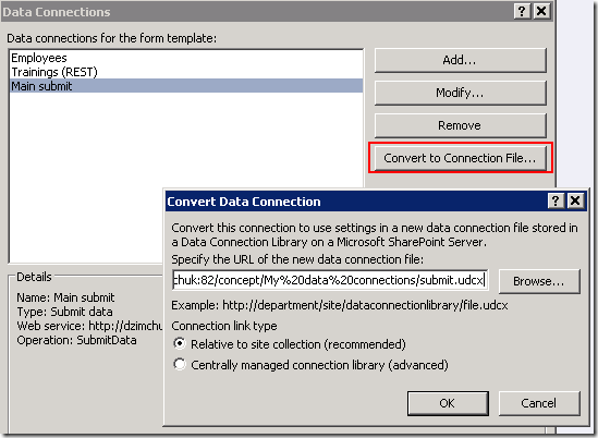 Convert connection to connection file